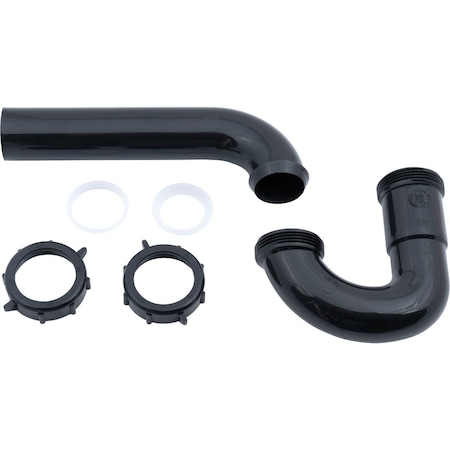 All-Source 1-1/2 In. to 1-1/4 In. Black Plastic P-Trap with Reducer Washer, PK2 440051